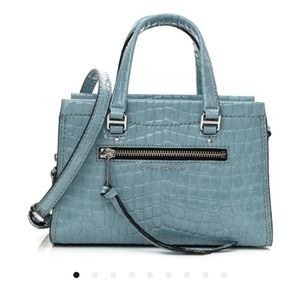 NWT MARC JACOBS Croc Embossed Leather Micro Tote in Stone Blue